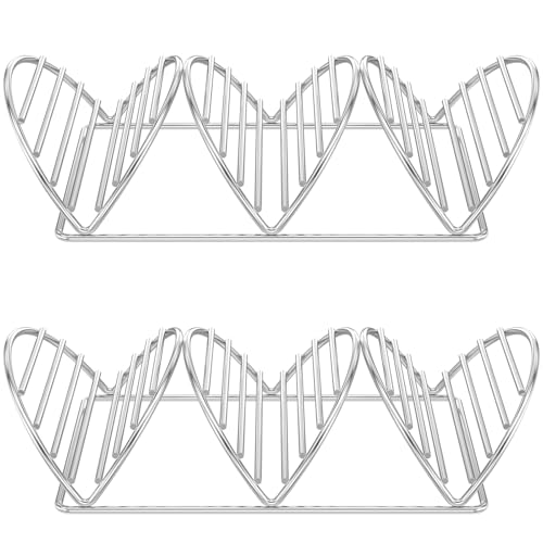 ZJRDYYK Stainless Steel Taco Holder Stand Set of 2, Taco Trays, Taco Stands for 3 Tacos, Oven Safe for Baking, Dishwa sher and Grill Safe, Taco Bar Serving Set for a Party