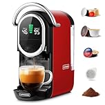 Magician1 Mini 5in1 Pod Coffee Machines for Nespresso OL, Dolce Gusto, Lavazza A Modo Mio Capsule, ESE 44 Pads and Espresso Ground Coffee, 20 bars, 1450W, LED Display, Hot+Cold Mode for Home & Office
