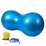 DumanAsen Bola de ejercicio con bomba, bola de maní para niños, pelota de fitness, pelota para yoga, pilates, entrenamiento básico y terapia física, (azul, 95 x 45 cm)