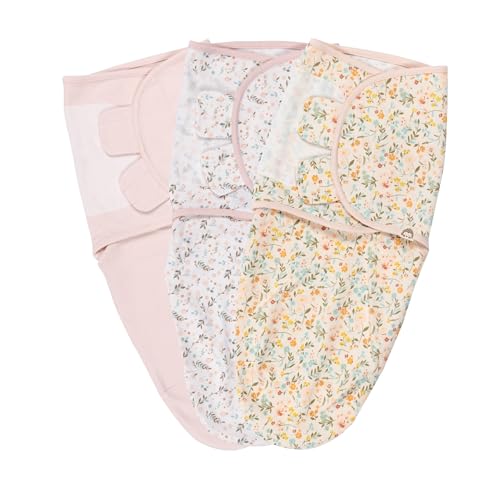 Image of 100% Cotton 3-Pack Baby Swaddle Sleep Sacks, 0-3 Months - Baby Girl Swaddle Newborn, Adjustable Swaddles for Newborns to 3 Months, Ideal Babies Gift Set, Designed in France, Pink + Floral Collection