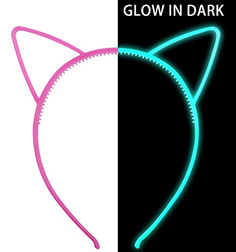 Suyegirl 6 Pcs Glow Dark Headbands Women For Party, Cat Ear Headbands For Girls, Halloween Hair Accessories For Women,Hair Hoop Tiara For Party Cosplay #TOP1