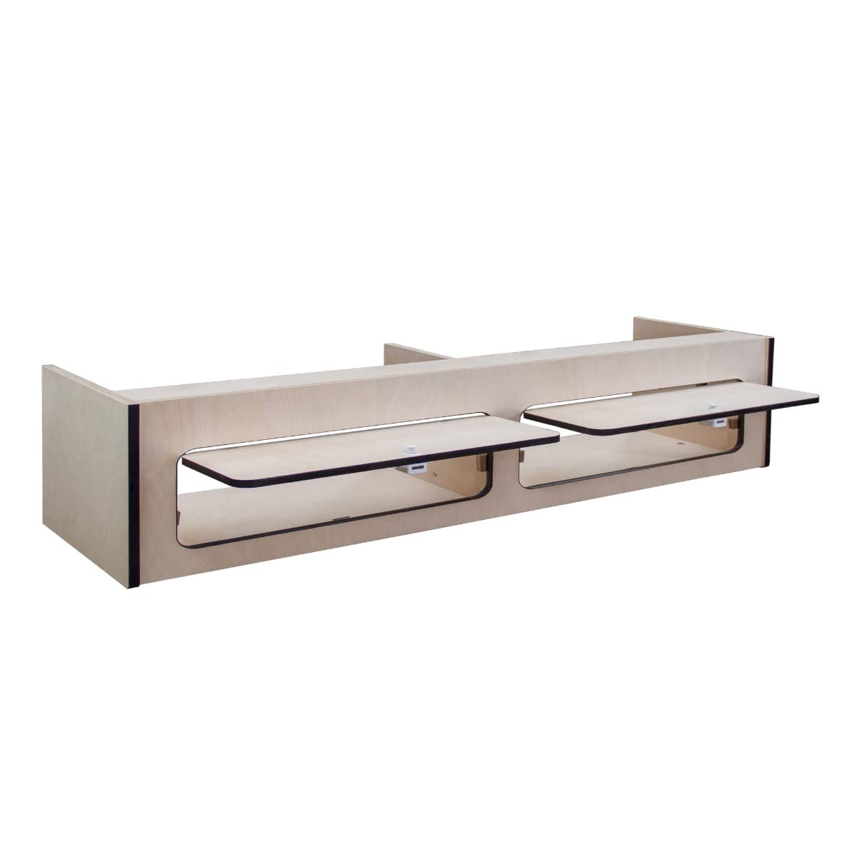 Armario Almacenaje Madera Autocaravana con Acabado Negro 100x25x25cm Gabinete Almacenamiento Kit Mueble Camper 2 Puertas con Divisor Central Bisagras Cierre Suave Manijas con Botón+Kit Fijación GRATIS