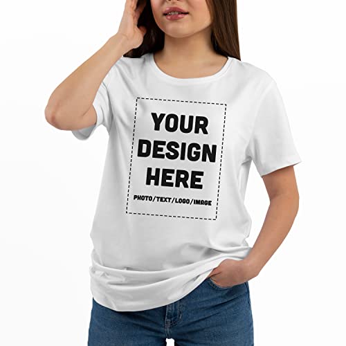 Custom Women's Shirt Design Your Own Ladies Fit T-Shirt - Add Print Text or Image Personalized Soft Cotton Front & Back