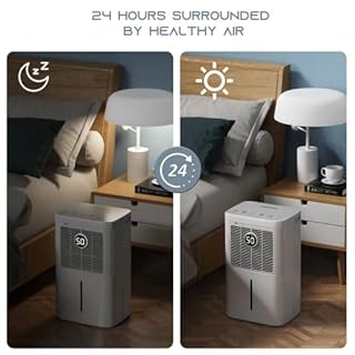 HOGARLABS Dehumidifier for Home Basement Continuous Dehumidify, Large Dehumidifier with Digital Control Panel and Drain Hose for Liveroom, Bedroom, Office.
