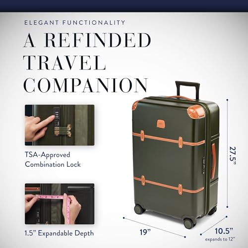 Bric's Bellagio 3.0 Spinner Suitcase - Luxury Hardshell Luggage with Large Wheels, Telescopic Handle, Leather Detailing - Rolling Carry-on or Checked Suitcase for Refined Travel3
