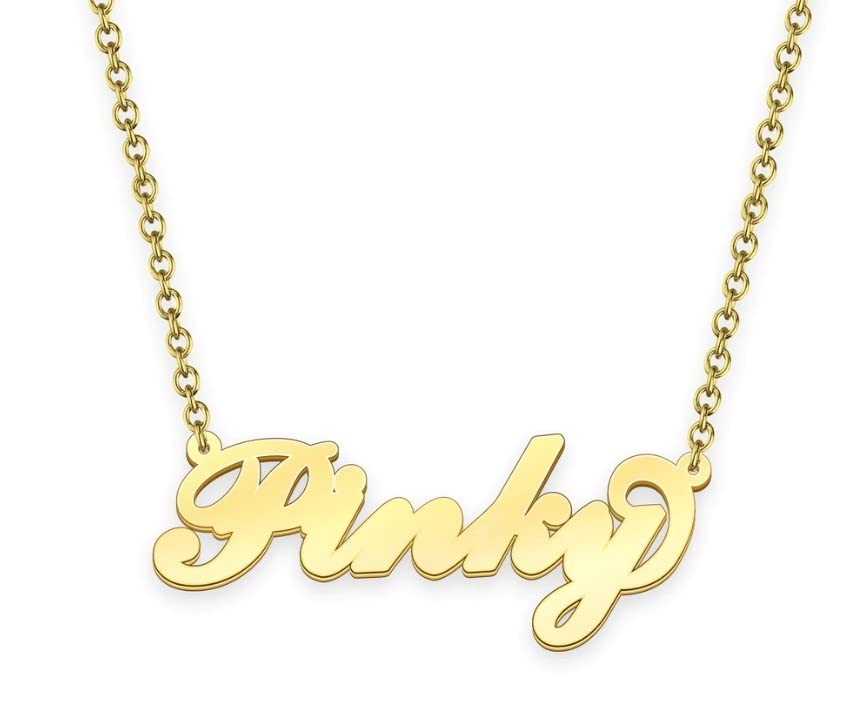 GenericPinky Name Pendant Necklace 14K Gold Plated Brass
