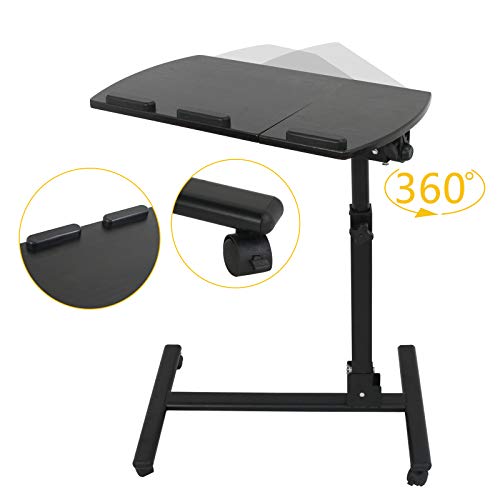 Zeny Mobile Laptop Stand Overbed Table Rolling Desk Cart Adjustable Sit-Stand Laptop Computer Desk Bedside Standing Desk, Height Adjutable 24'' To 35'' #TOP4