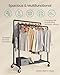 SONGMICS Heavy-Duty Clothes Rack, Double-Rod Clothing Rack for Hanging Clothes, Industrial Garment Rack on Wheels, Metal Frame, 2 Casters with Brakes, Commercial Display, Black UHSR60B