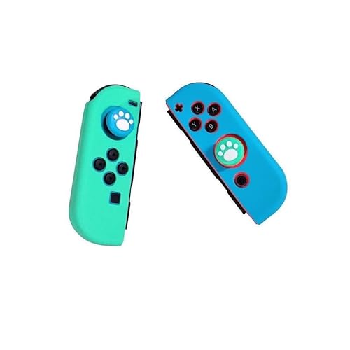 Narwhalss Switch Joy-Con用 シリコン保護カバー 1ペア(L/R)スティックカバー付き 可愛いデザイン 交換用 滑り止め 傷防止 ソフトケース (ブルーグリーン(スティックカバー付き))