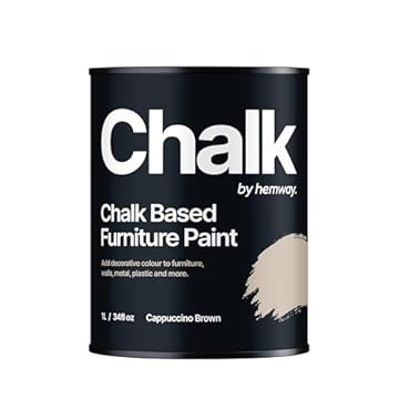 Hemway - Chalk Based Furniture Paint - Cappuccino Brown 1 L | Chalky Matt Shabby Chic Finish for Interior & Exterior Home Decor | Quick Dry & All-in-one