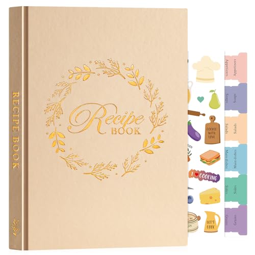 Lanpn B5 Journal de Recettes et Blanc, Livre Cahier de Recettes Cuisine à Remplir, Carnet Recette pour Enregistrer vos Propres Recettes, Livre Recette Vierge, Recipe Book Cookbook, Avoine, Anglaise