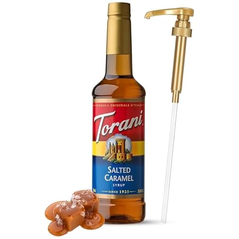 Salted Caramel Syrup for Coffee 25.4 Ounces Coffee Syrups and Flavors with Jimoco Pump Syrup Dispenser Cover