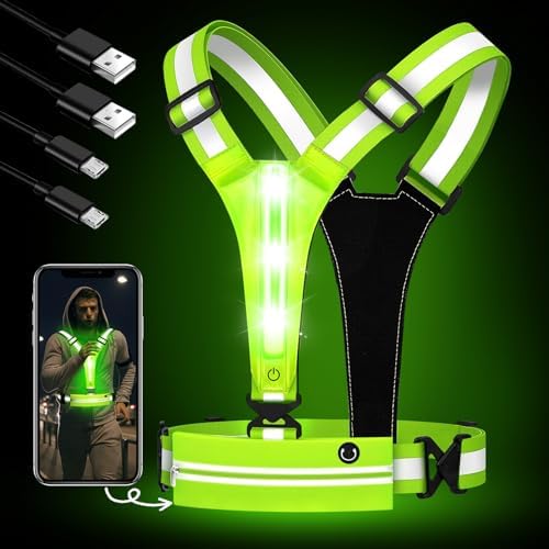 Rechargeable LED Bicycle Reflective Vest, USB Reflective Safety V...