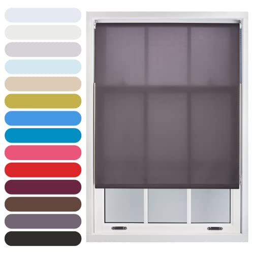 FURNISHED Daylight Roller Blind Trimmable Blinds Window Shade - Easy Install Non-blackout Fabric Complete Roller Blind Kit for Kitchen Living Room Bedroom, Dark Grey, 60W x 165H cm