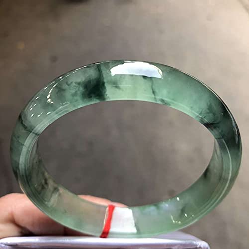 Bracelet jade vert flottant jonc transparent en jade naturel authentique femme 54-61mm