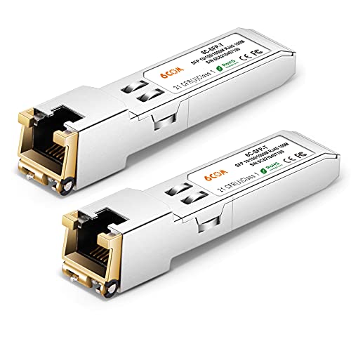 Image of 2Pack 10 /100 /1000BASE-T SFP RJ45 Copper, 1.25G Module Transceiver for Cisco GLC-T /SFP-GE-T /GLC-TA, Mikrotik S-RJ01 and Other Open Switch, up to 100m