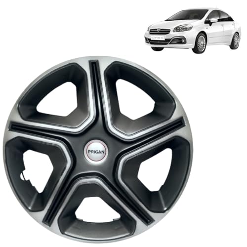 Image of PRIGAN Linea (Active, Dynamic Only) Grey Silver Wheel Cover 15 inch for Linea (Set of 4 Pcs) (Press Fitting) Model Name- Nexon Grey Silver 15