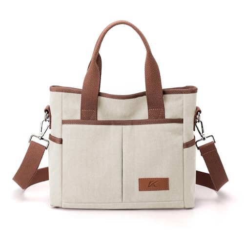 Image of Crossbody Bags for Women Trendy Small Canvas Hobo Tote Top-handle Handbag Multi-pocket Casual Going Out Purse Satchel
