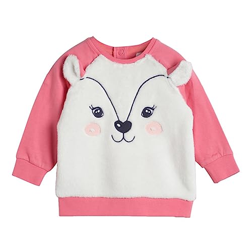 Image of miniklub Girls White & Pink Self Design Sweatshirt