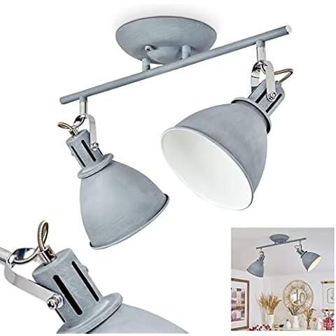 Deckenleuchte Koppom, Deckenlampe aus Metall in Grau/Blau, 2-flammig Cover