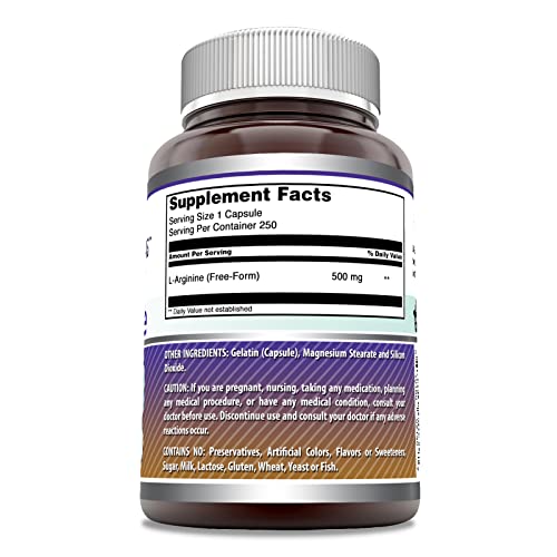 Amazing Nutrition Amazing Formulas L-Arginine Supplement | 500 Mg Per Serving | 250 Capsules | Amino Acid Supplement For Men & Women thumb #2