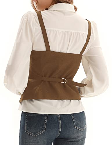 Kancy Kole Womens Waistcoat V-Neck Racerback Vest Button Regular Fitted Dressy Vest With Pockets Brown Xl #TOP4