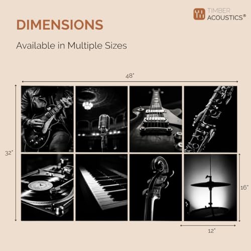 Image of Timber Acoustics Acoustic Art Wall Panels for Music Studio, 48 inchx32 inch PET Felt Sound Absorbing & Noise Reduction Panels for Wall, Acoustic Panels for Music Studio, (Retro Studio, Set of 8)