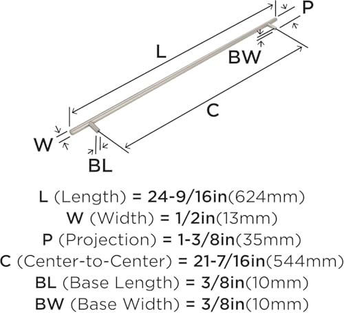 Image of Amerock 21-7 /16 inch Bar Pulls Stainless Steel Drawer Pull | 21-7 /16 inch (544mm) Center-to-Center Mounting Distance and 24-9 /16 inch Overall Length, Durable Stainless Steel Cabinet Hardware