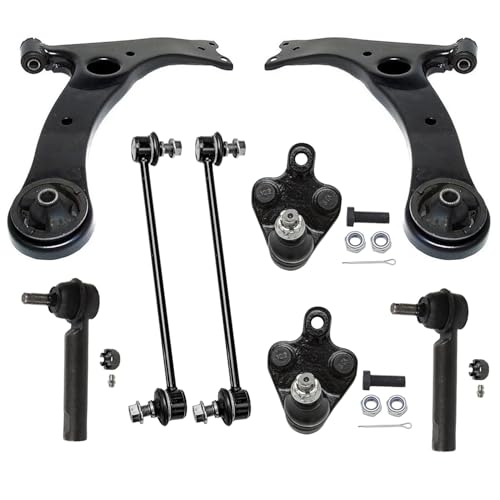 Image of Detroit Axle - 8pc Front End Kit for 2009-2013 Toyota Corolla Matrix 2009-2010 Pontiac Vibe, 2011 2012 Left and Right 2 Lower Control Arms 2 Outer Tie Rods 2 Lower Ball Joints 2 Sway Bars Replacement