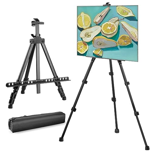 AIKUPNEY Artist Easel Stand - Metal Tripod Easel for Painting Canvas,Adjustable Height from 17-63 inches,Portable Easel with a Bag for Table-top&Floor Drawing,Displaying