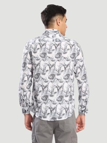 Image of BENE KLEED Men's Abstract Print Cotton Blend Shirt | Spread Collar | Full Sleeves | Tailored Fit |