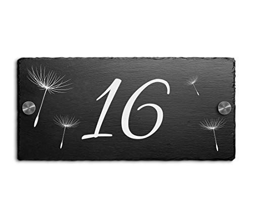 Schiefer Hausnummer & Straße Namen 20x10 cm Wunsch-Gravur Namensschild Schild Schiefer Hausnummer & Straße Namen 20x10 cm Wunsch-Gravur Namensschild Schild