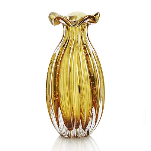 Vaso Trouxinha Em Cristal Murano Âmbar São Marcos