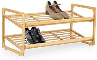 Knight 2 TIER Bamboo Shoe Rack, 100% Natural & Renewable, Super Strong Heavy Duty Durable Wooden Shoe Rack Stand Storage Organiser (2 Tier (L71 x W33 x H34 cm))