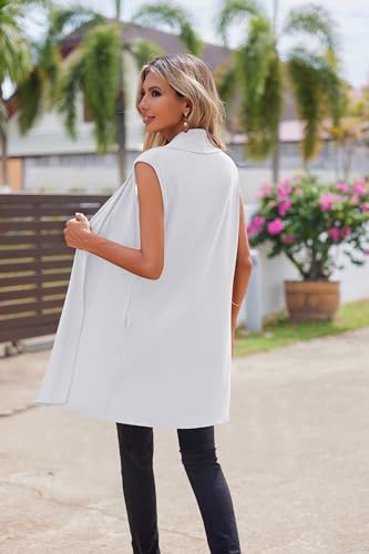 Image of Beyove Womens Long Vests Sleeveless Draped Lightweight Open Front Cardigan Layering Vest with Side Pockets