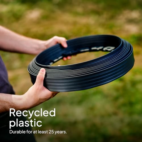 Elastyczne obrzeże trawnikowe z tworzywa sztucznego (20 m, czarne) z 60 kotwami gruntowymi – wysokość 50 mm – niewidoczne obramowanie trawnika z plastiku pochodzącego z recyklingu – łatwa w obróbce