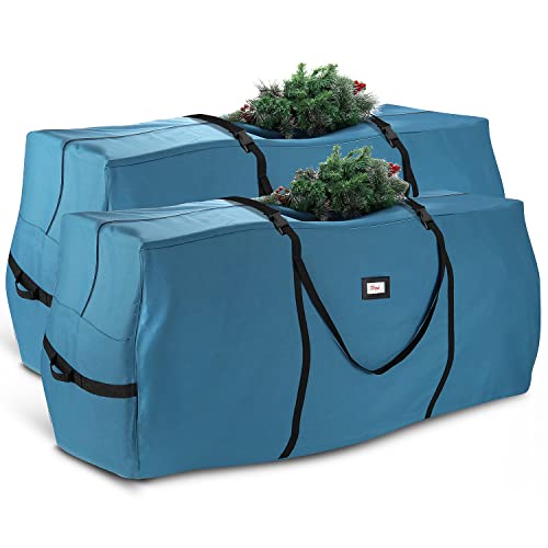 Image of Hearth & Harbor 7.5 ft Christmas Tree Storage Bag - Artificial Christmas Tree Bag with Reinforced Handles, Dual Zipper, Wide Opening - Large Storage Container for Trees and Decorations, 2 Piece set