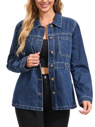 Veste en jean femme avec poches pour un look urbain et décontracté