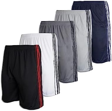 5 Pack: Big Boys Girls Youth Clothing Knit Mesh Active Athletic Performance Basketball Soccer Lacrosse Tennis Exercise Summer Gym Golf Running Teen Running Shorts Dry Fit Knit-Set 3- XL (16/18)