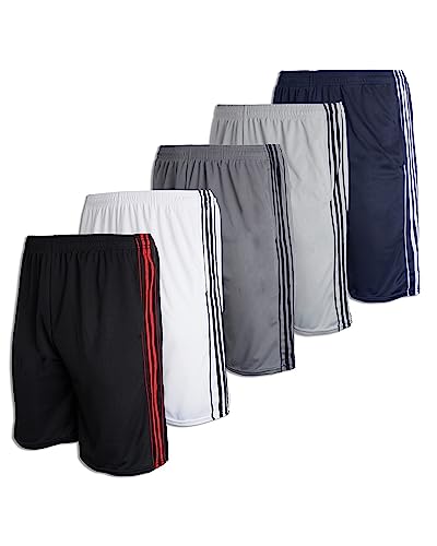 5 Pack: Big Boys Girls Youth Clothing Knit Mesh Active Athletic Performance Basketball Soccer Lacrosse Tennis Exercise Summer Gym Golf Running Teen Running Shorts Dry Fit Knit-Set 3- Xl (16/18) #TOP27