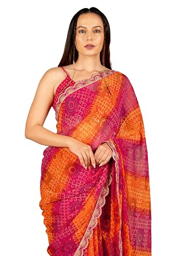 Image of MIRCHI FASHION Saree for Woman Georgette Floral Printed | Lightweight Comfortable Sari for Regular Social Wear and social visits