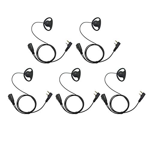 GoodQbuy D Shape Clip-Ear Headset Earpiece PTT with Mic is Compatible with Retevis H-777 Kenwood PUXING Baofeng UV-5R BF-888S 666s 2 Way Radio (5 PCS)