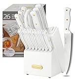 McCook® Knife Sets, White High Carbon Stainless Steel Kitchen Knife Sets with with Built-in Sharpener