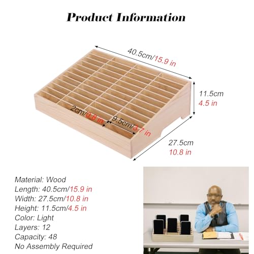 Casillero de madera de 48 rejillas para celular y caja portátil 3