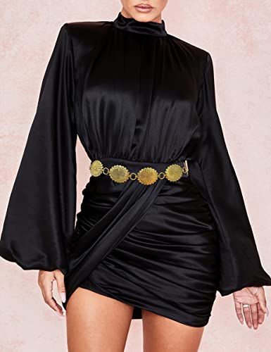 Image of TOPACC Western Metal Concho Belt for Women Cowgirl Chain Belts for Dresses Jeans Country Concert Outfit