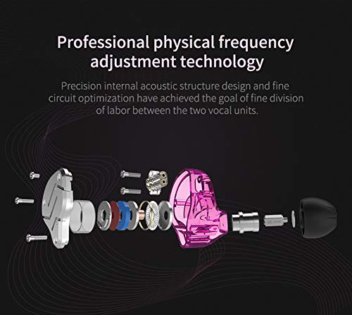 Iem Earbuds Headphones, Kz Zsn Hybrid Driver In-Ear Headphones/Hifi Noise-Isolating In Ear Monitor/Earphones With Detachable Tangle-Free Cable For Musicians (Without Microphone, Silver Purple) #TOP5
