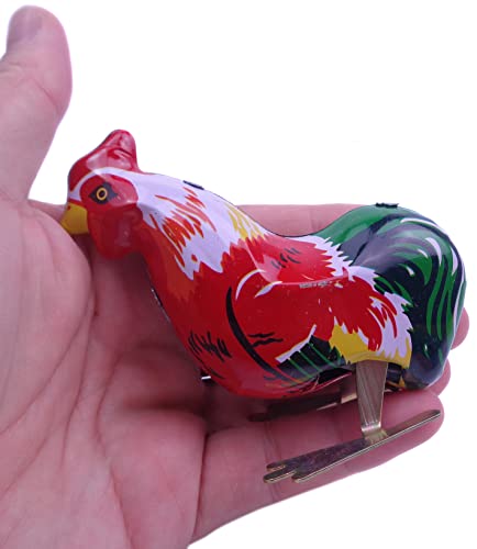MAGIKON Vintage Pecking Cock Rooster Wind UP Tin Toy Clockwork Retro Gift - Thumbnail 3