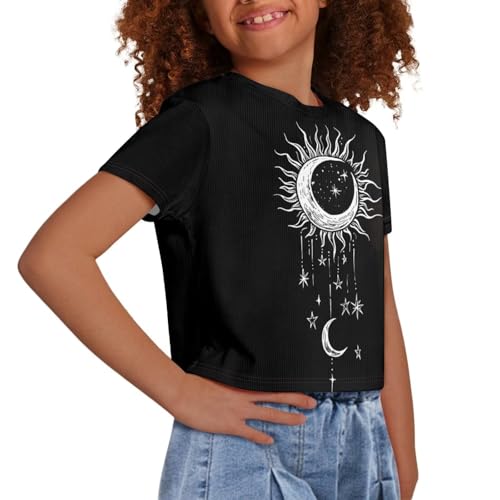 Image of Kids T Shirt Short Sleeve Crop Tops for Girls Summer Clothes Pullover Tees Shirt 5-14