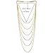 COOLSTEELANDBEYOND Multi-Strand Waterfall Statement Necklace Gold Color Choker Collar Box Chains, Dress Party Fashion
