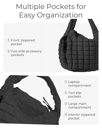 Image of Puffer Tote Bag, Quilted Tote Bag Crossbody Bags for Travel, Gym, Work